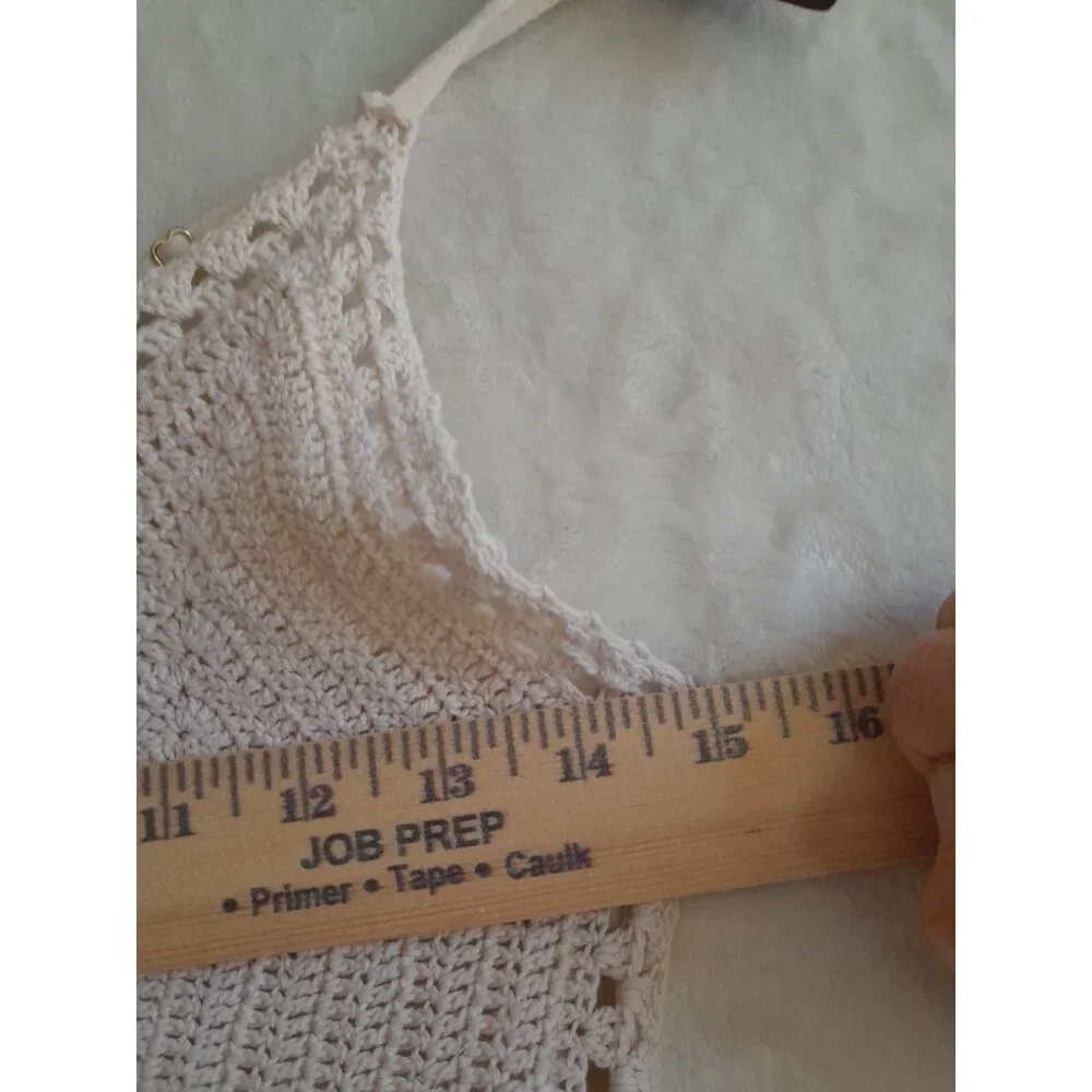 Lulus Boho Hippie Chic Crochet Babydoll Fairy Empire Waist Sz Small Maxi Dress - Picture 10 of 10